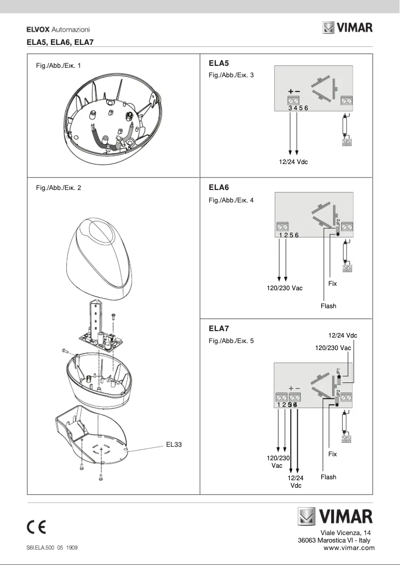 Page n°1 - Manuel utilisateur Vimar ELVOX ELA7