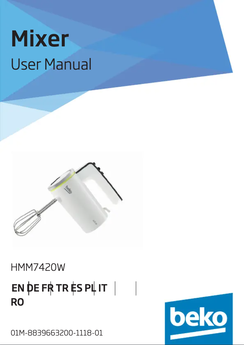 Page 1 de la notice Manuel utilisateur Beko HMM7420W