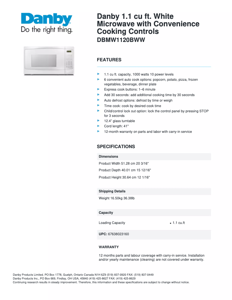 Image de la première page du manuel de l'appareil DBMW1120BWW