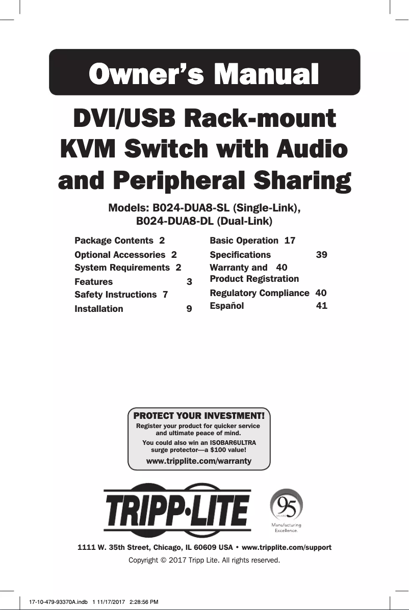 Page n°1 - Manuel utilisateur Tripp Lite B024-DUA8-DL