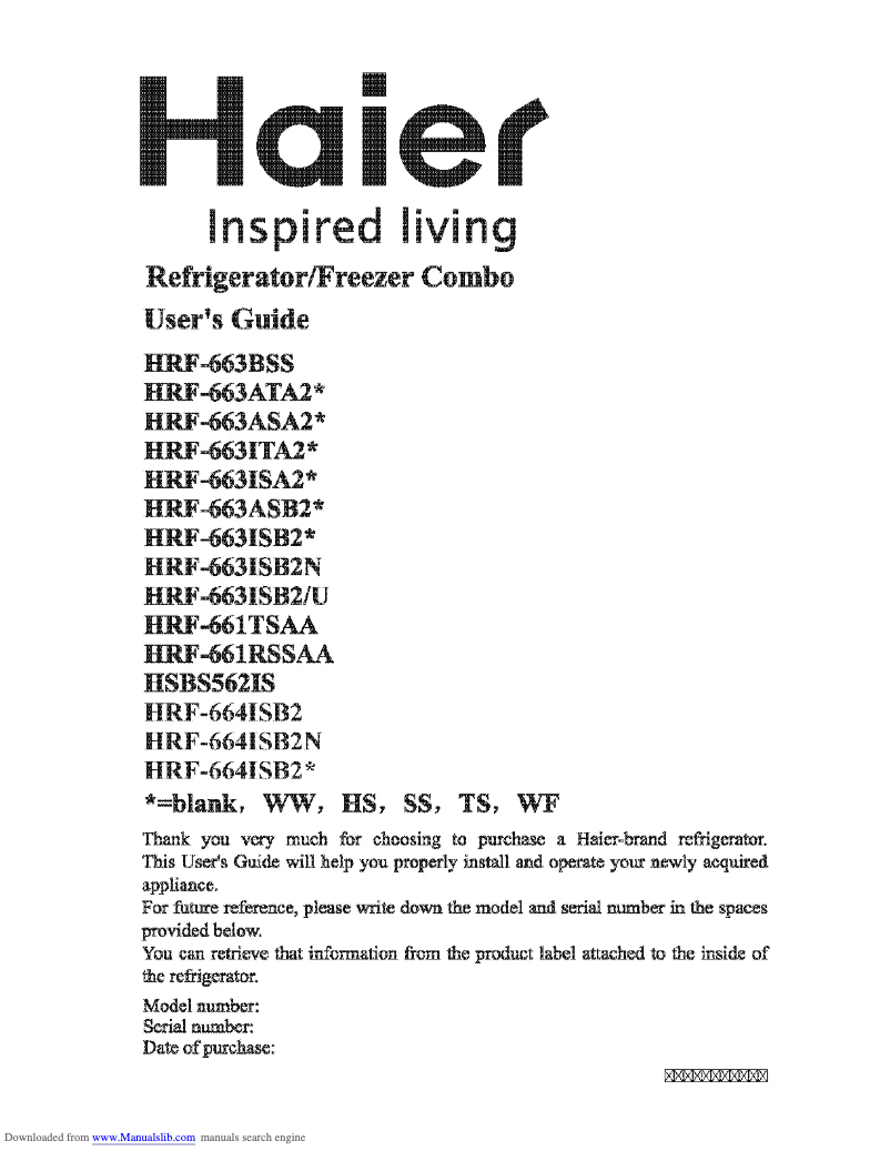 Page n°1 - Manuel utilisateur Haier HRF-663BSS