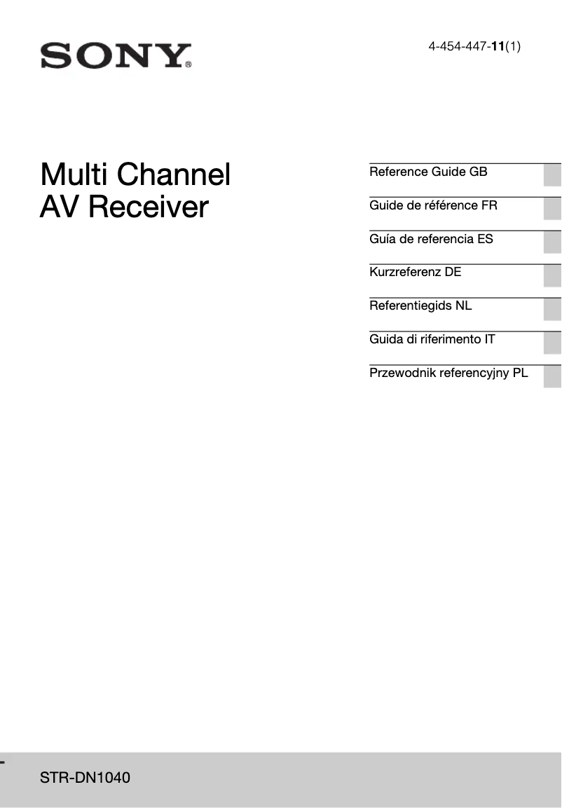 Page n°1 - Manuel utilisateur Sony STR-DN1040