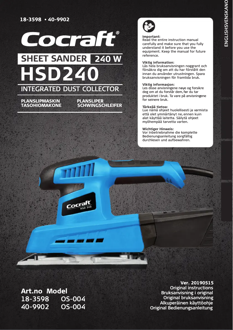 Página 1 del manual Manual de usuario Cocraft HSD 240