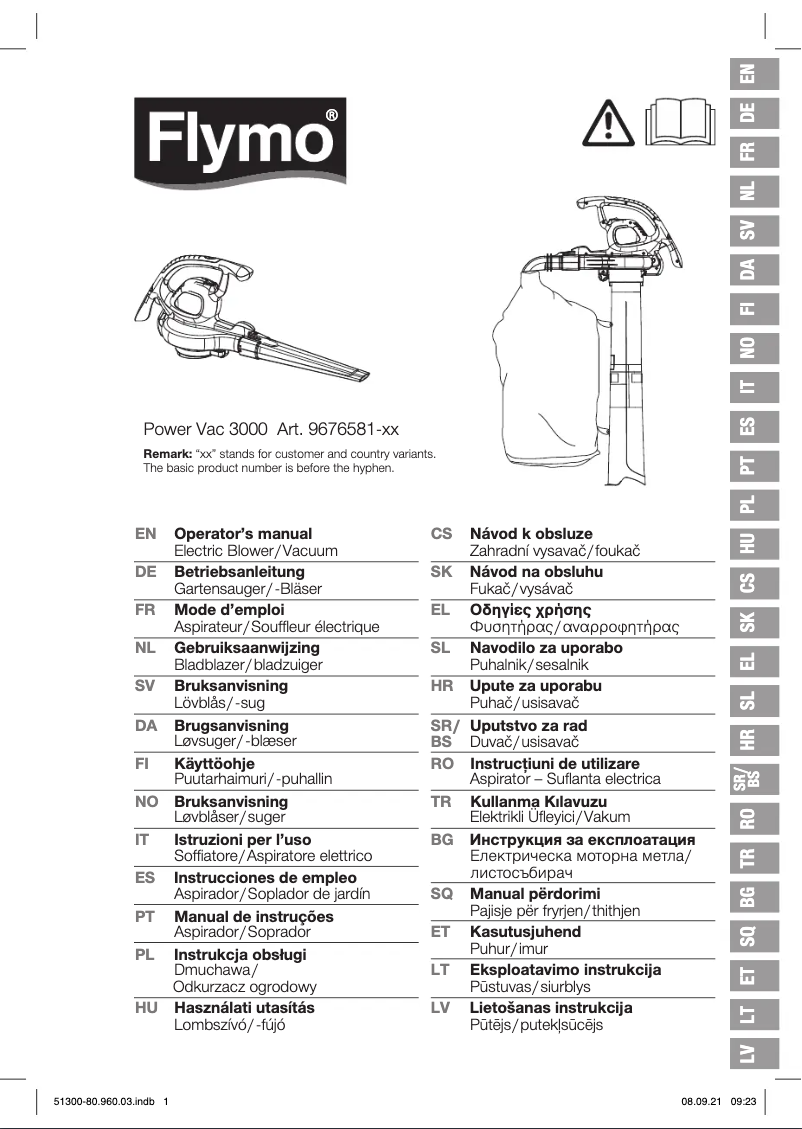 Page n°1 - Manuel utilisateur Flymo Power Vac 3000