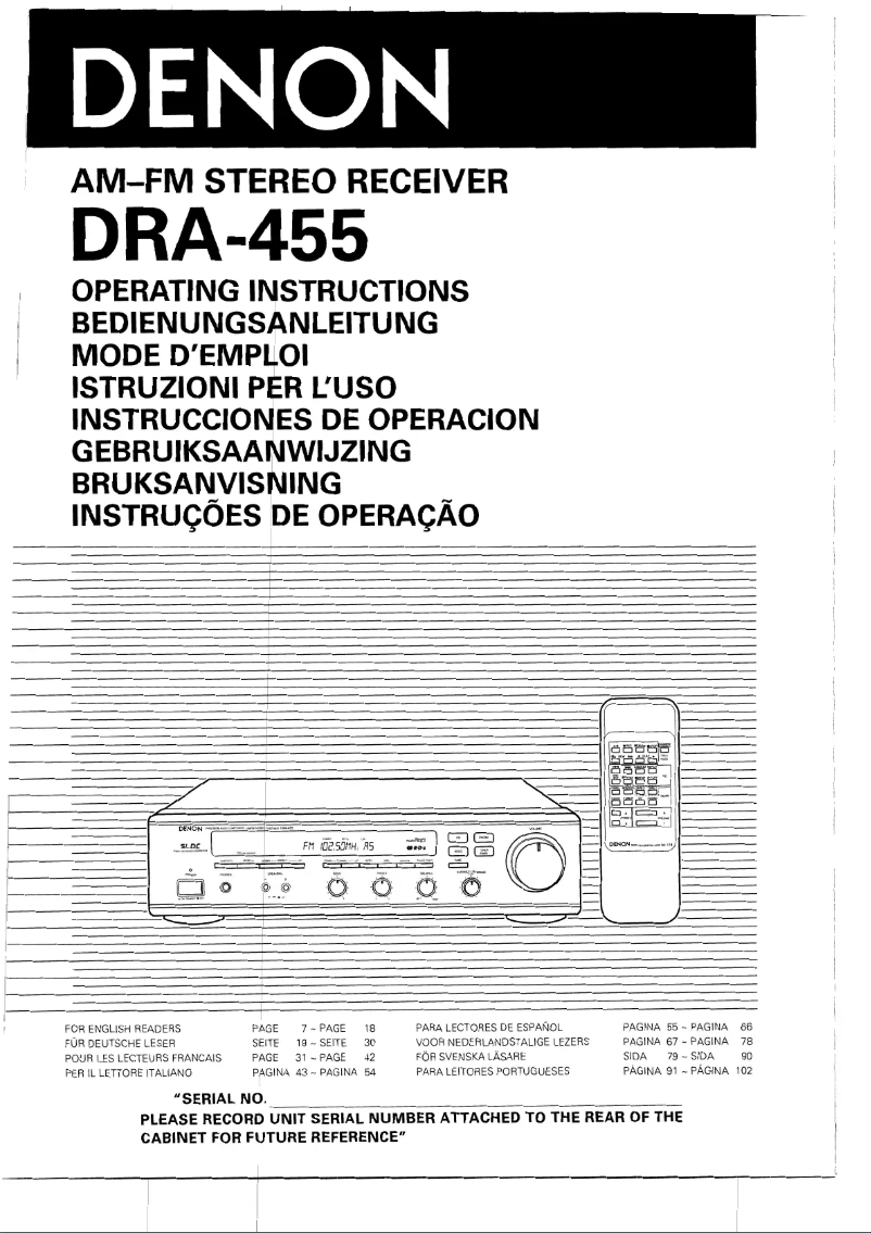 Page n°1 - Manuel utilisateur Denon DRA-455