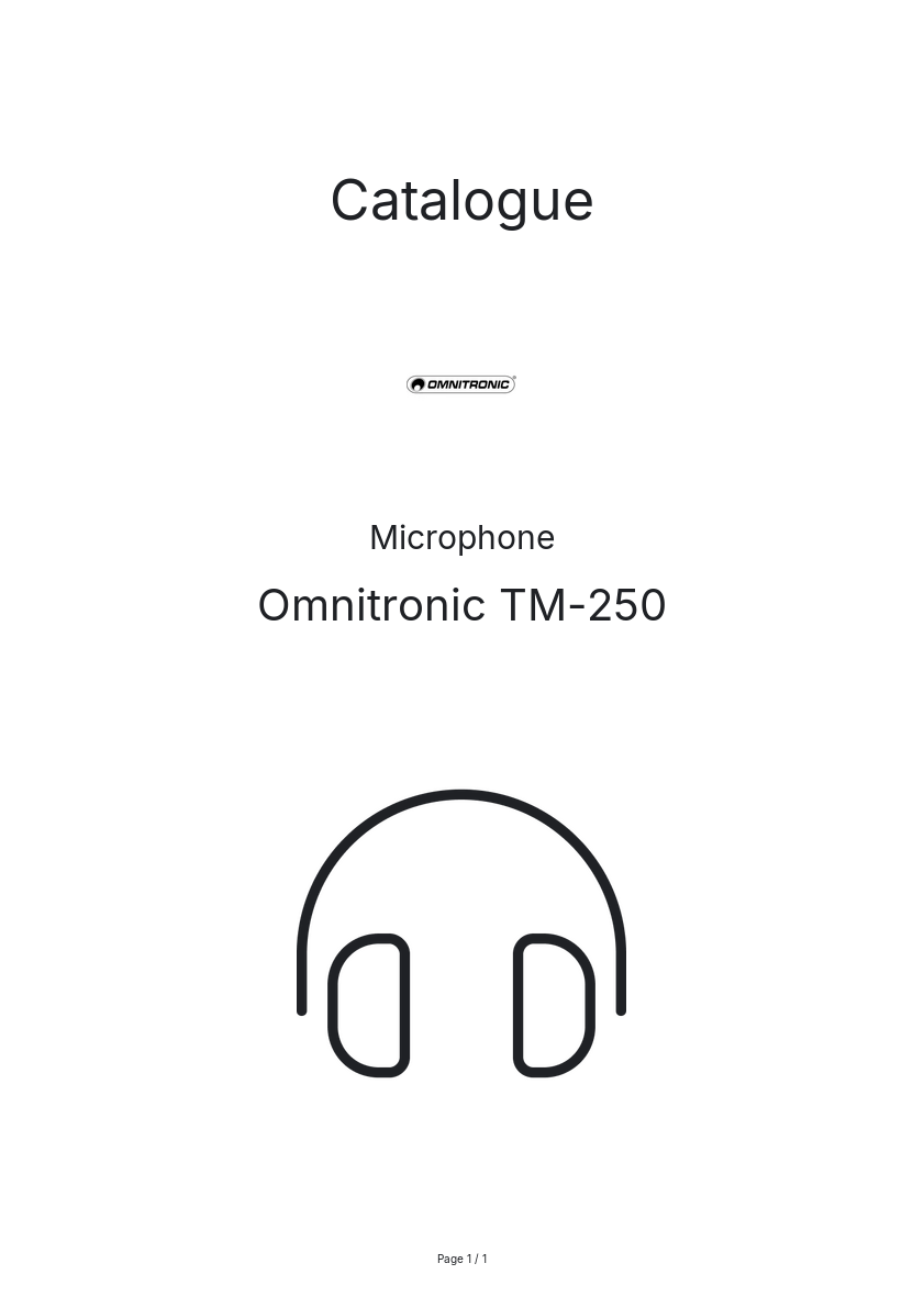 Page n°1 - Catalogue Omnitronic TM-250