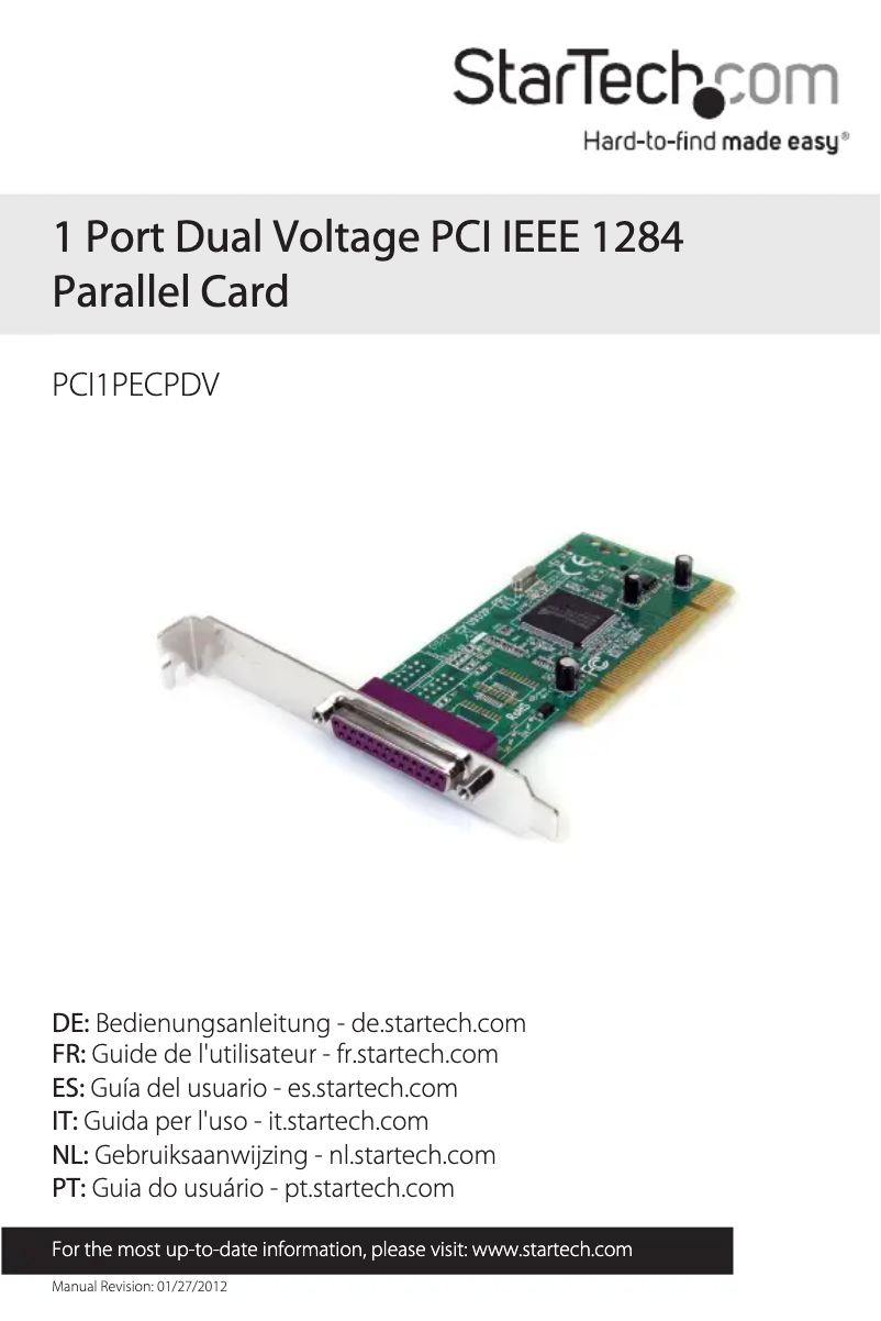 Page n°1 - Manuel utilisateur StarTech.com PCI1PECPDV