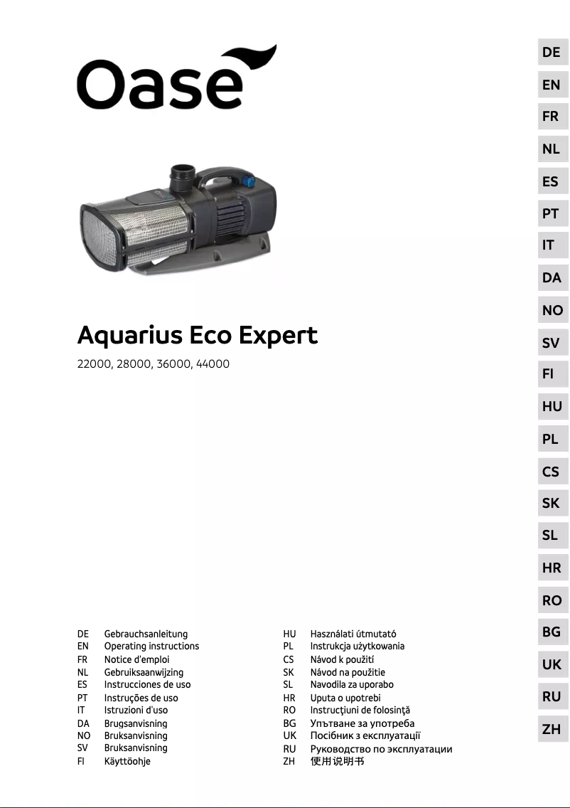Image de la première page du manuel de l'appareil Aquarius Eco Expert 22000