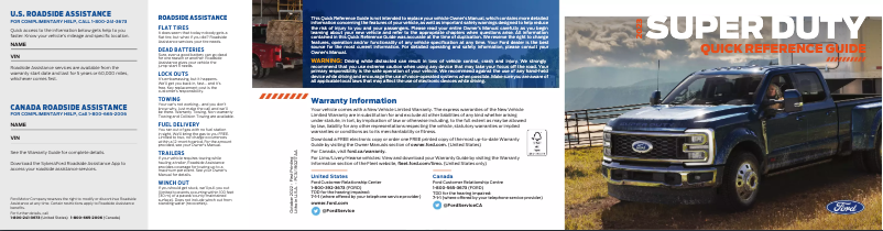 Page 1 de la notice Guide de démarrage rapide Ford Super Duty (2023)