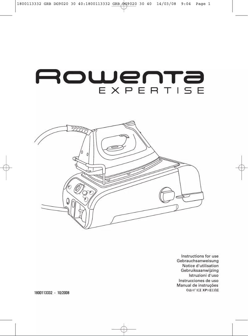 Page 1 de la notice Manuel utilisateur Rowenta Expertise DG9020