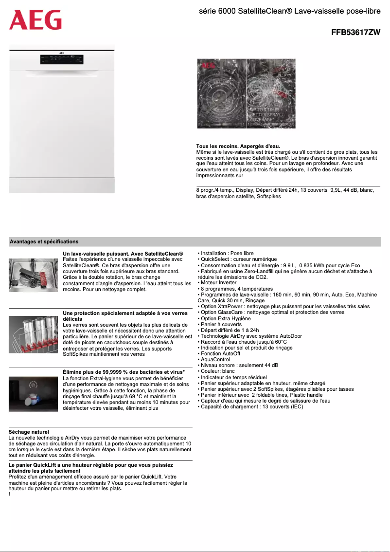 Image de la première page du manuel de l'appareil FFB53617ZW