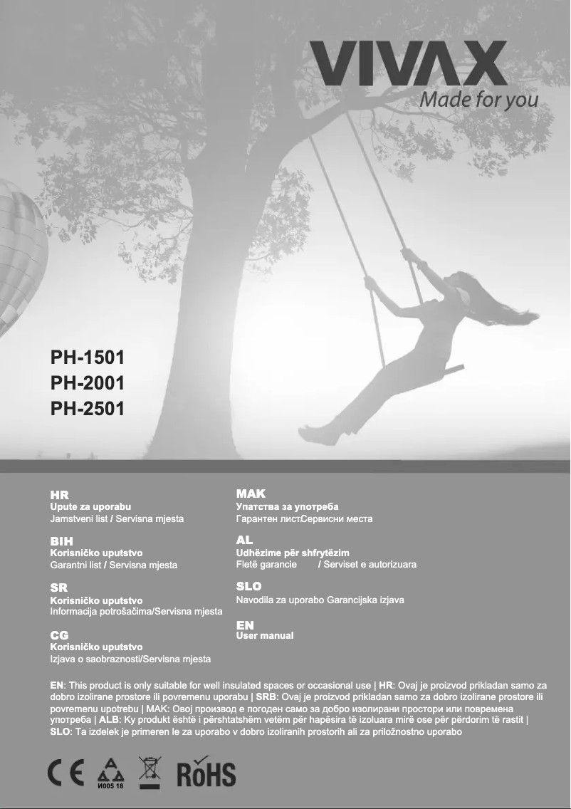 Page 1 de la notice Manuel utilisateur Vivax PH-2501