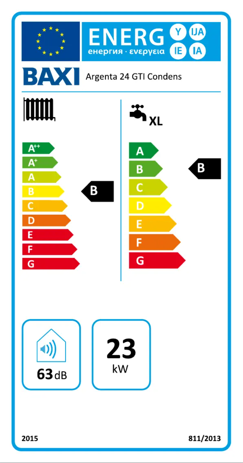 Page n°1 - Label énergétique Baxi Argenta 24 GTI Condens