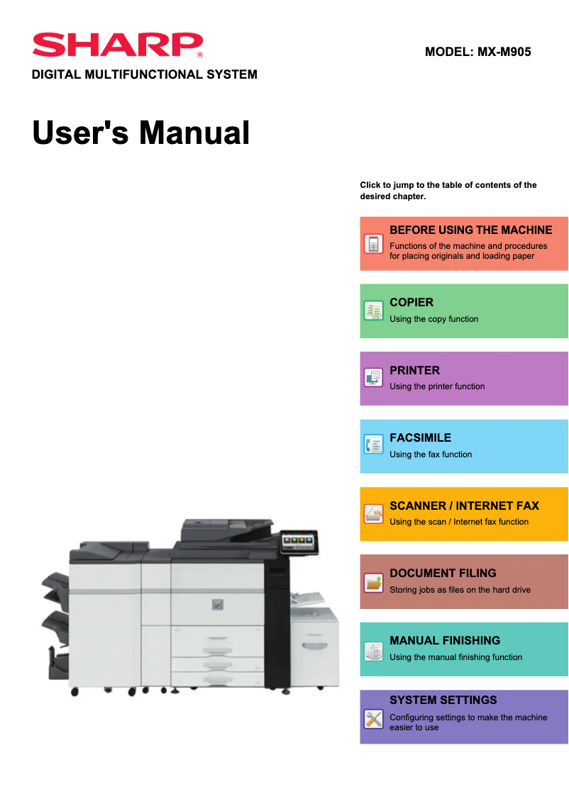 Page 1 de la notice Manuel utilisateur Sharp MX-M905