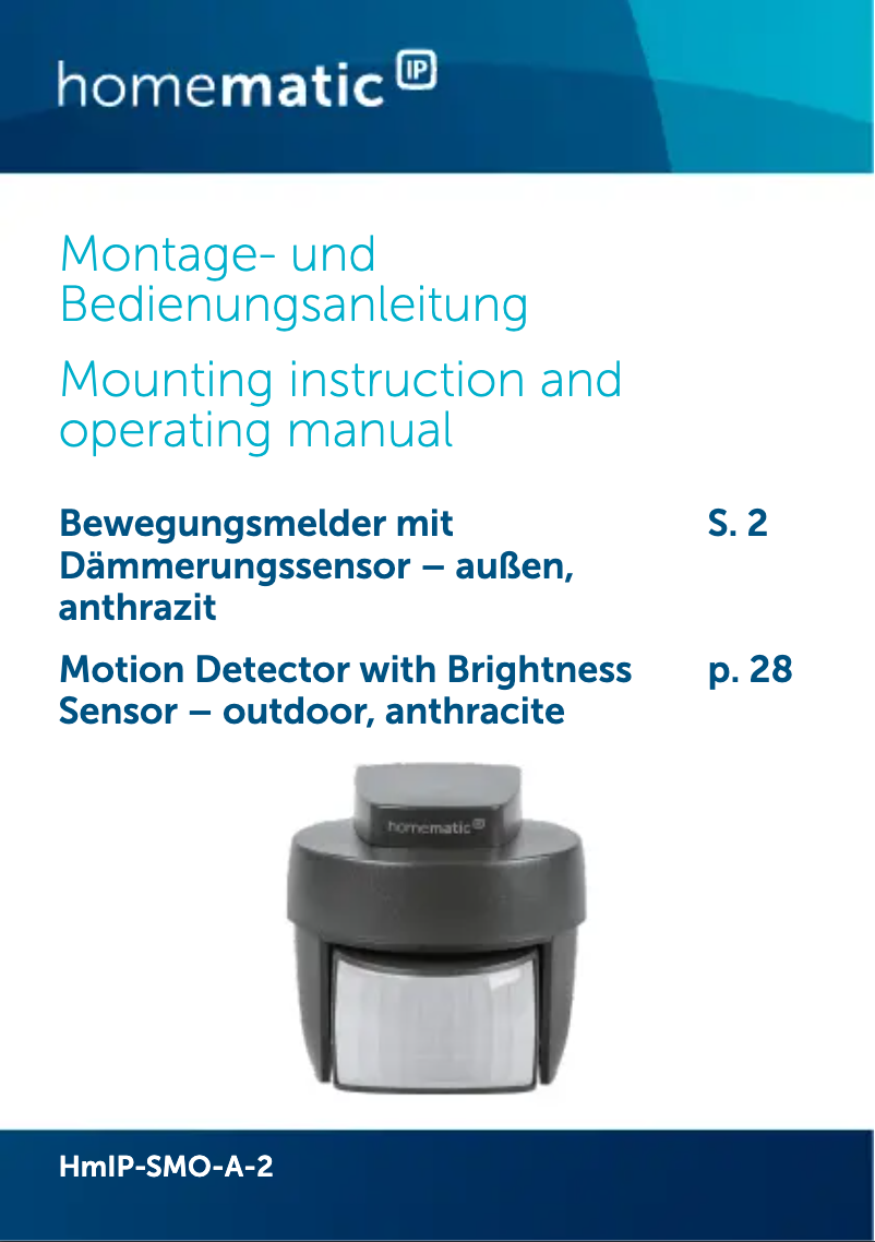 Page n°1 - Manuel utilisateur Homematic IP HmIP-SMO-2