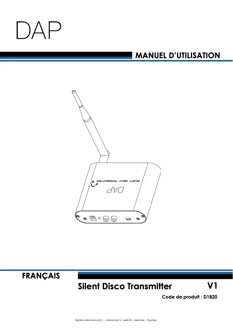 Image de la première page du manuel de l'appareil Silent Disco Transmitter