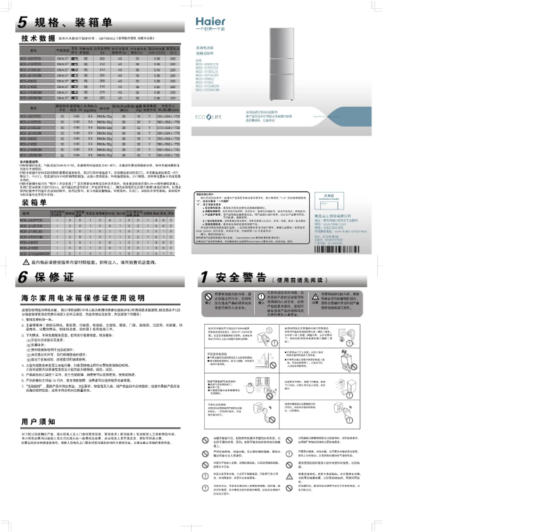 Page 1 de la notice Manuel utilisateur Haier BCD-213SCJD