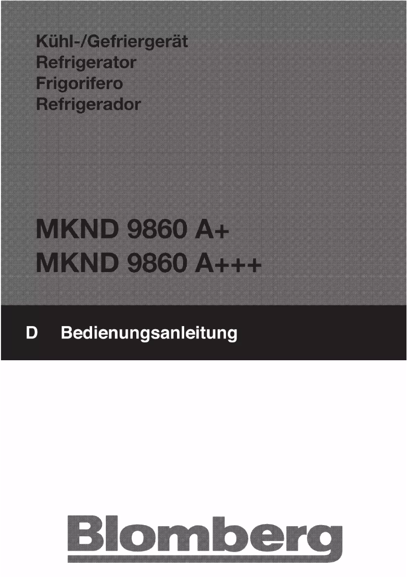 Page n°1 - Manuel utilisateur Blomberg MKND 9860