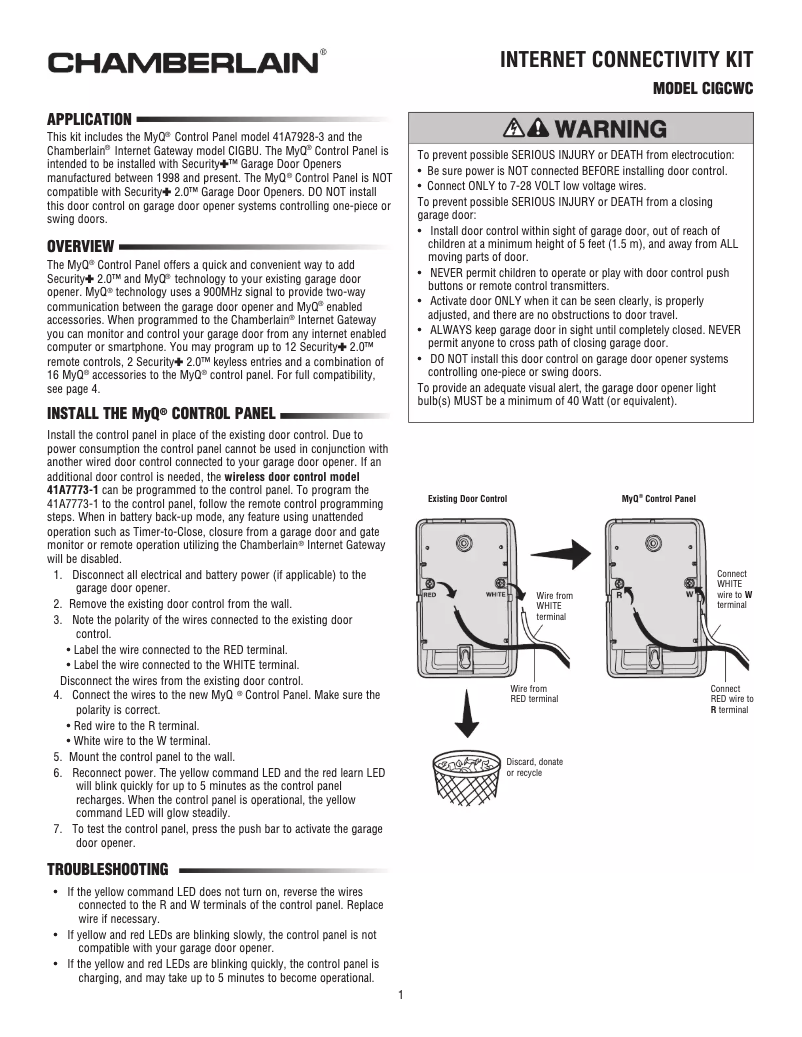 Página 1 del manual Manual de usuario Chamberlain CIGCWC