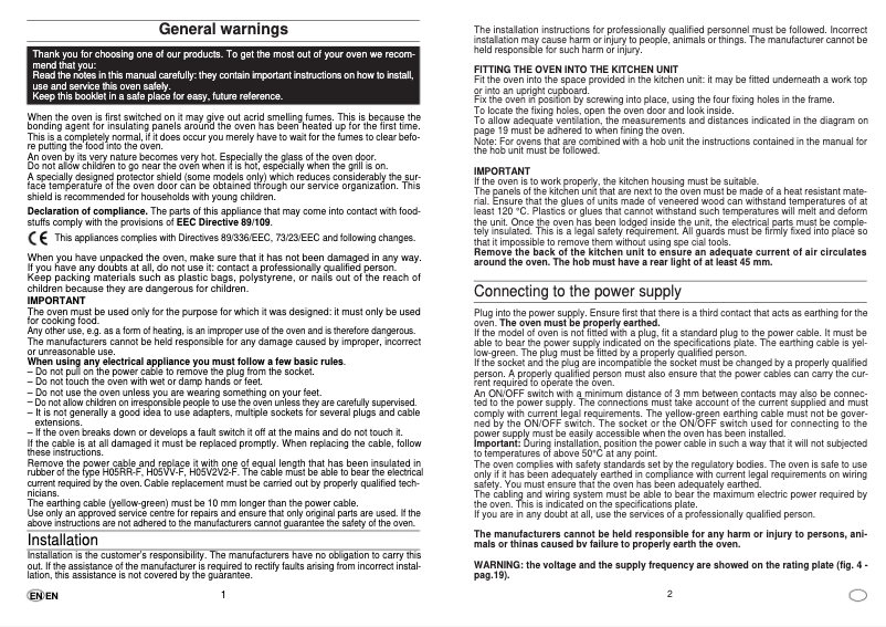 Page 1 de la notice Manuel utilisateur Hoover HMO837X