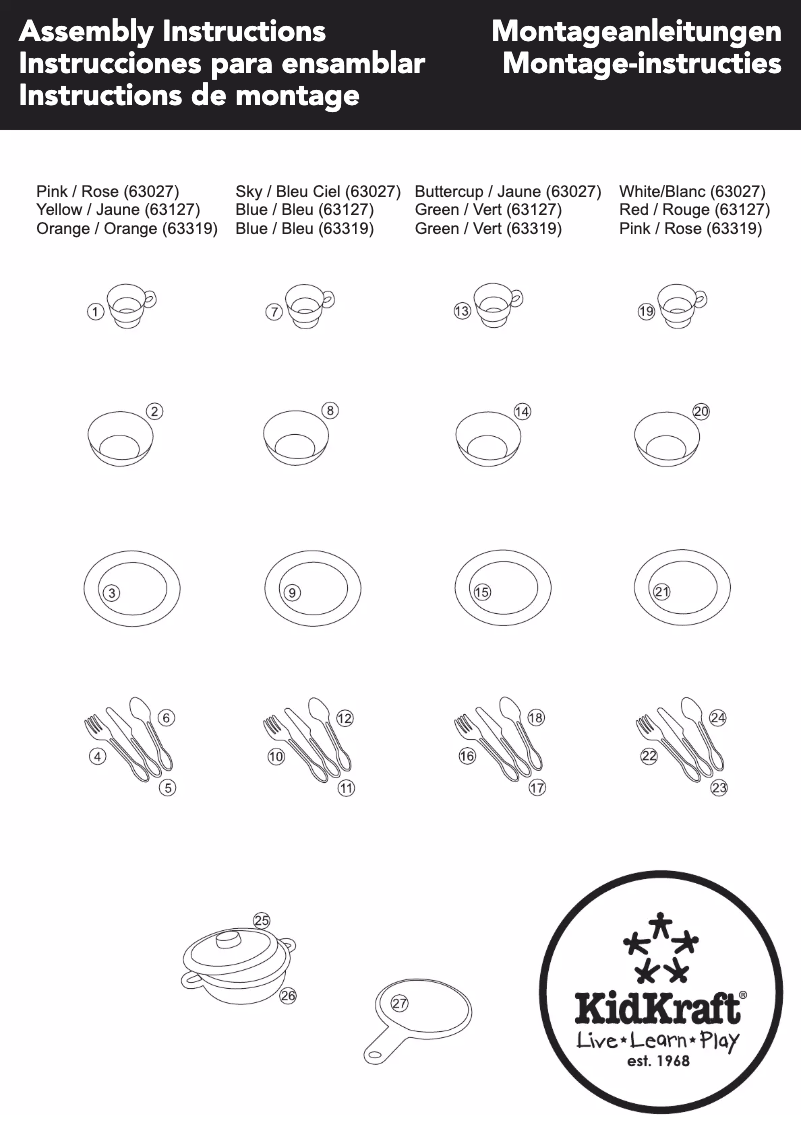 Page n°1 - Manuel utilisateur KidKraft 27 Piece Cookware Playset - Pastel
