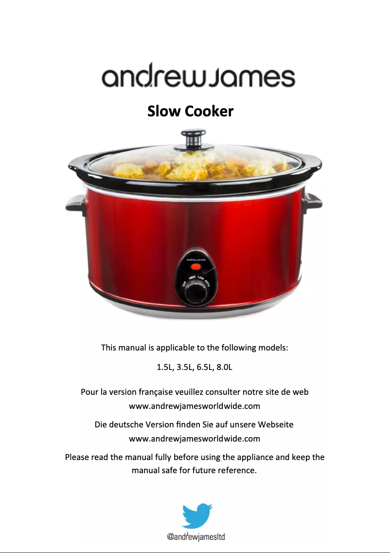 Page 1 de la notice Manuel utilisateur Andrew James 3.5L