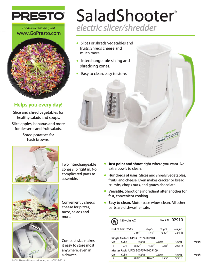 Image de la première page du manuel de l'appareil SaladShooter 02910