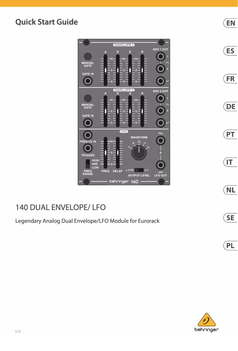 Page 1 de la notice Manuel utilisateur Behringer System 100 140 Dual Envelope/LFO