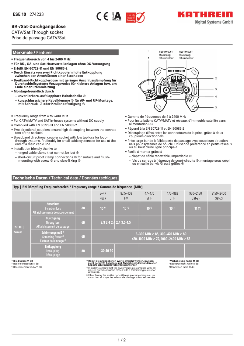 Página 1 del manual Manual de usuario Kathrein ESE 10