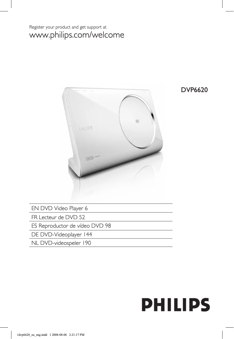 Page 1 de la notice Manuel utilisateur Philips DVP6620