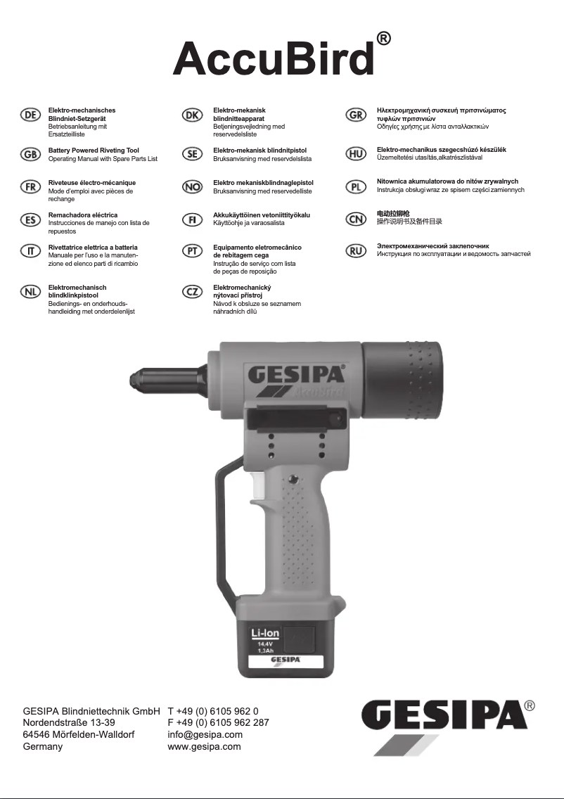 Page n°1 - Manuel utilisateur GESIPA AccuBird