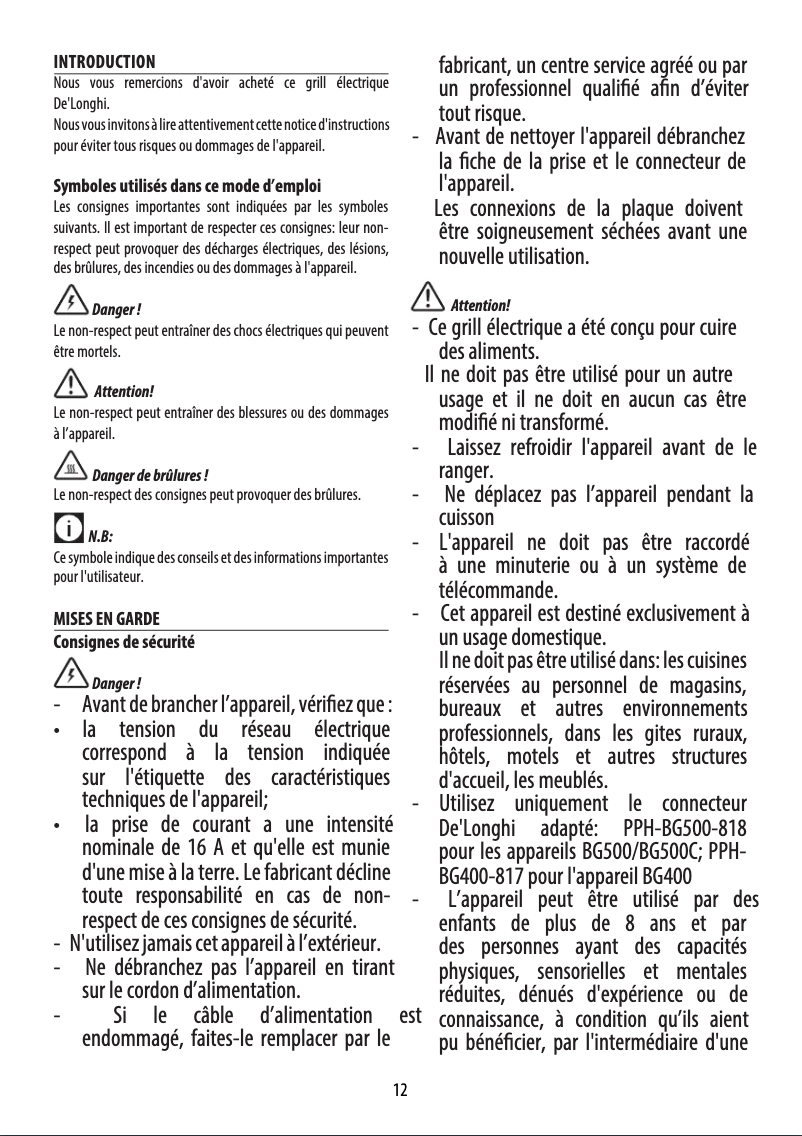 Image de la première page du manuel de l'appareil BG410