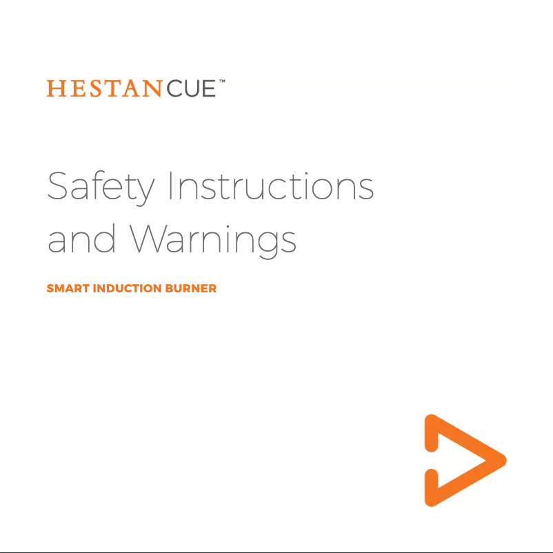 Page n°1 - Instructions de sécurité Hestan Cue Induction Burner 41000