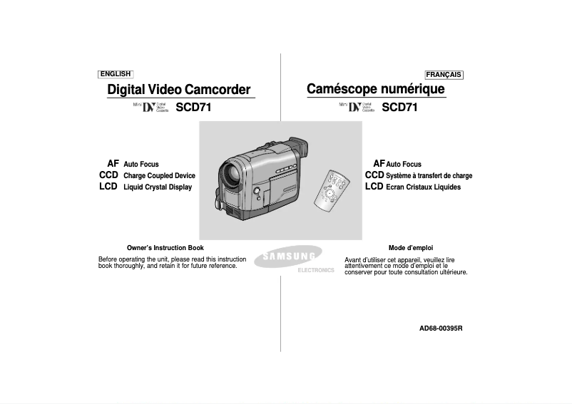 Page 1 de la notice Manuel utilisateur Samsung SCD71