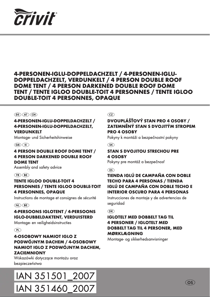 Page n°1 - Manuel utilisateur Crivit HG03469