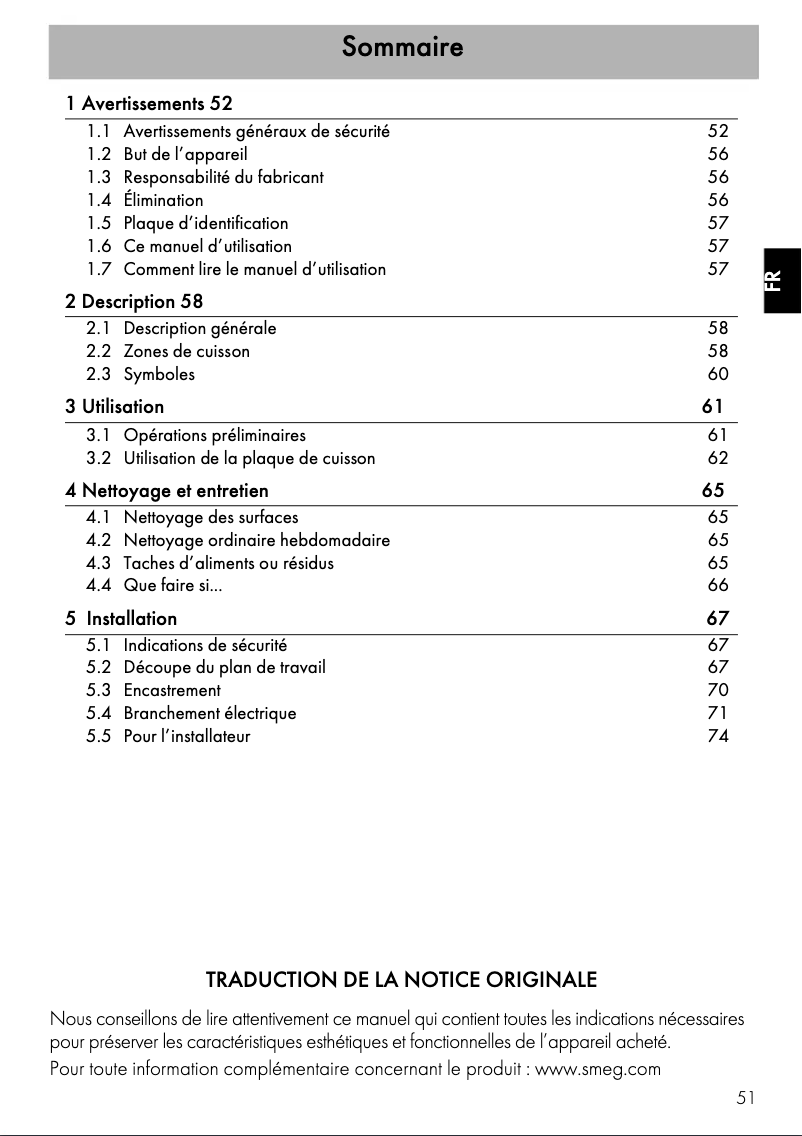 Page n°1 - Manuel utilisateur Smeg S264C