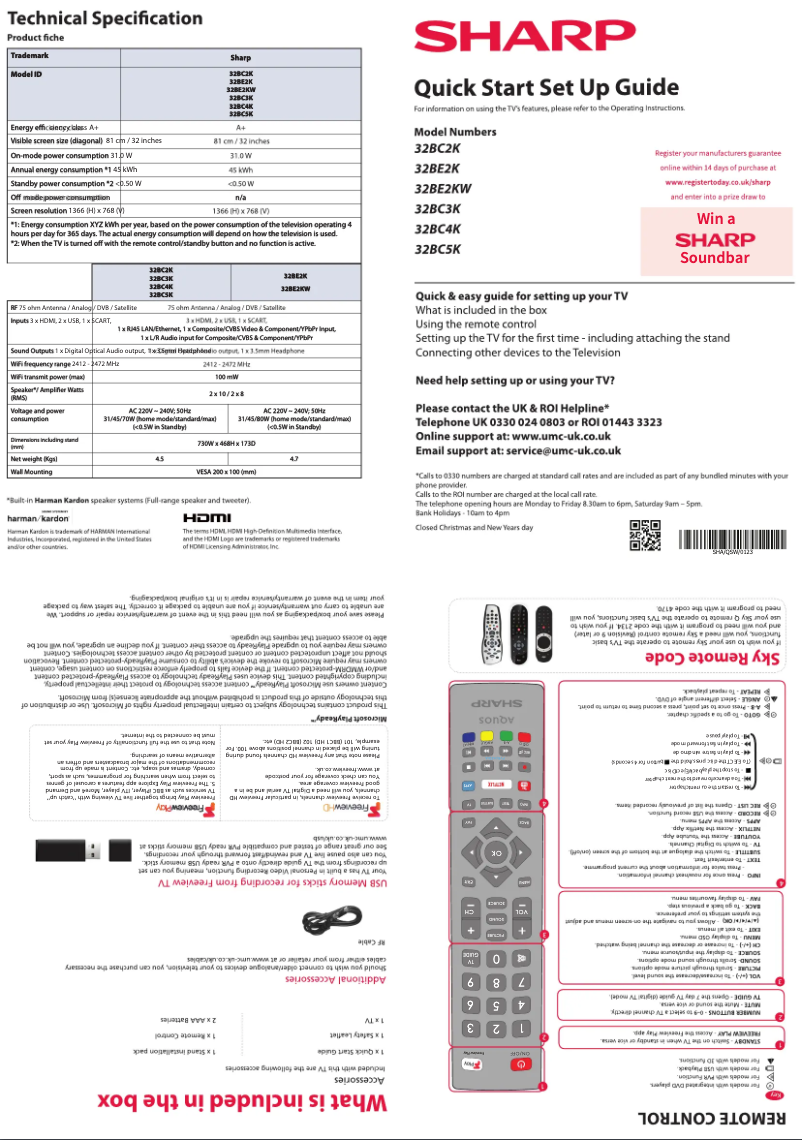 Page 1 de la notice Guide de démarrage rapide Sharp 32BC5K