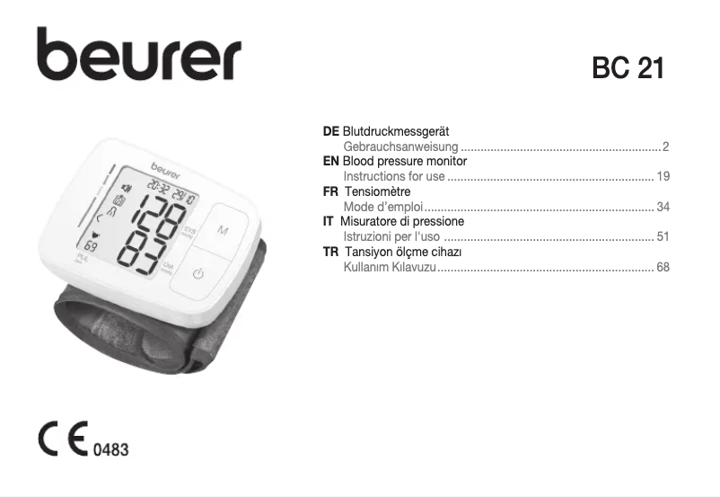 Page 1 de la notice Manuel utilisateur Beurer BC 21
