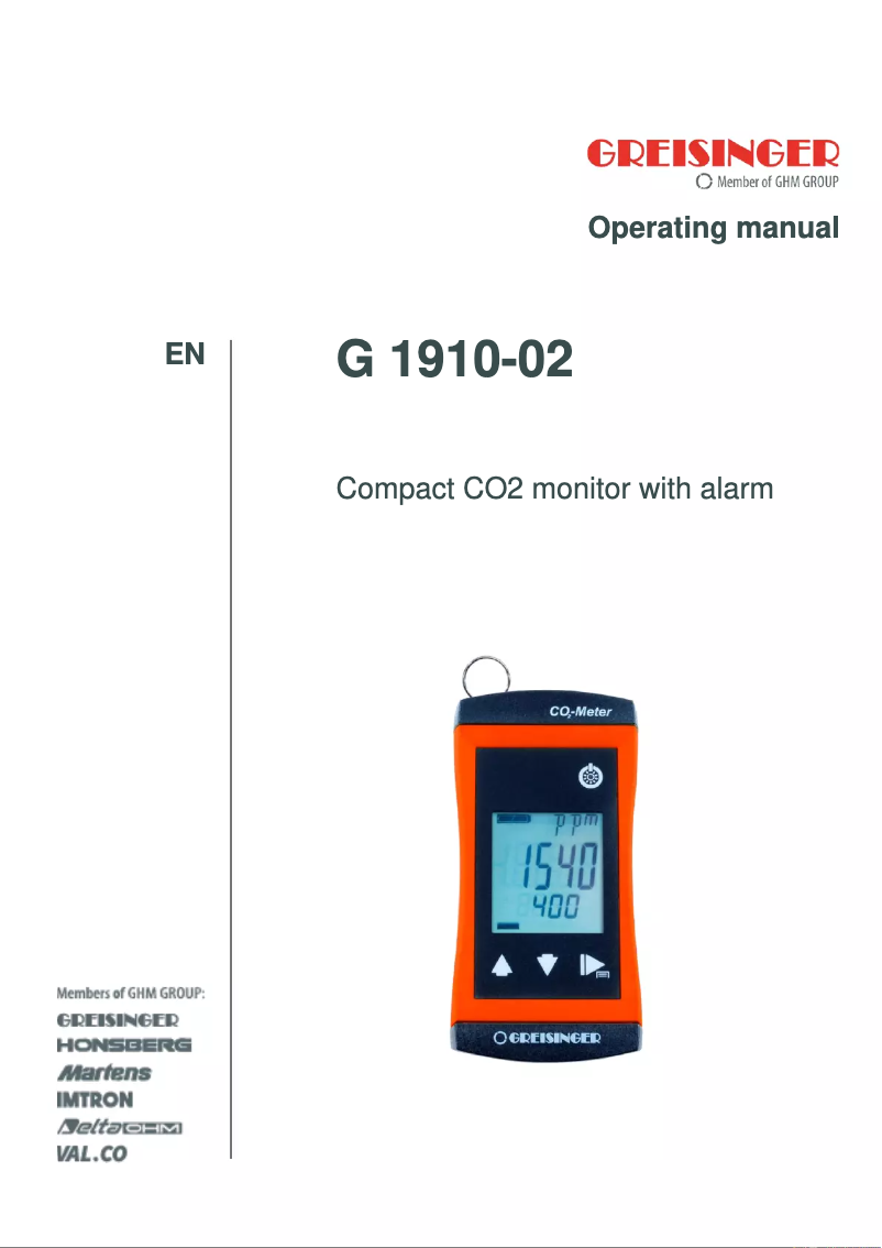 Page n°1 - Manuel utilisateur Greisinger G1910-02