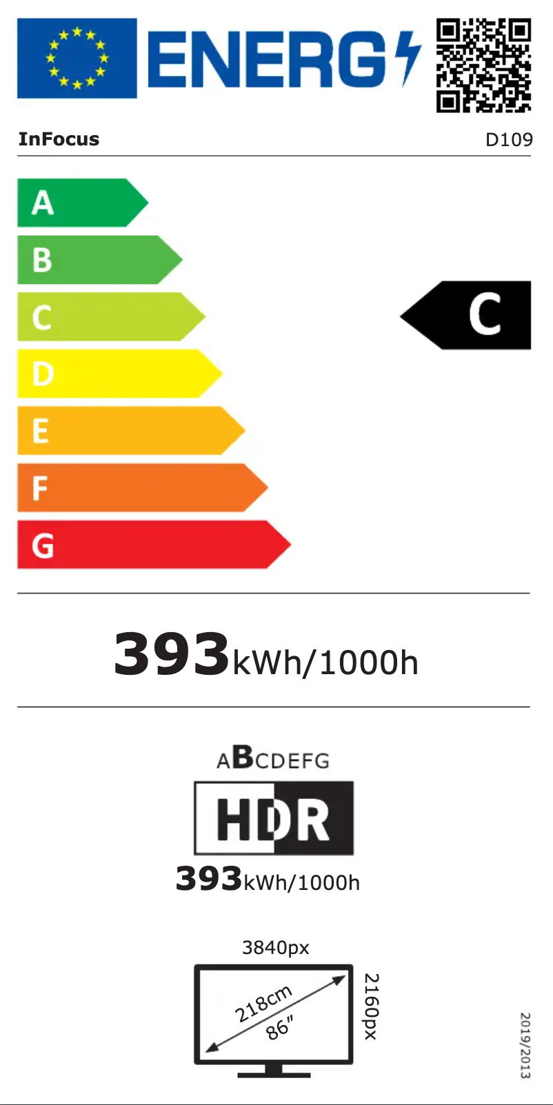 Página 1 del manual Etiqueta energética InFocus JTouch 40 INF8640e