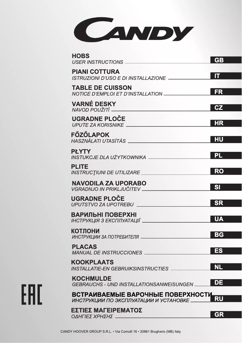 Page n°1 - Manuel utilisateur Candy CH64BVT/1