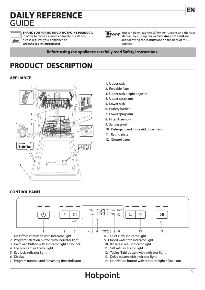Page 1 de la notice Manuel utilisateur Hotpoint HSFC 3M19 C UK N