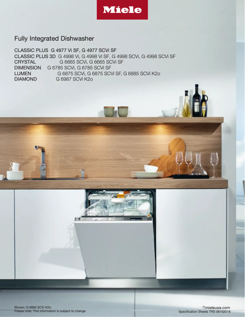 Page 1 de la notice Fiche technique Miele G 6987 SCVI K2O