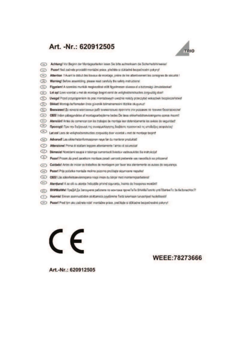 Page 1 de la notice Manuel utilisateur Trio Lighting Lordanos 620912505