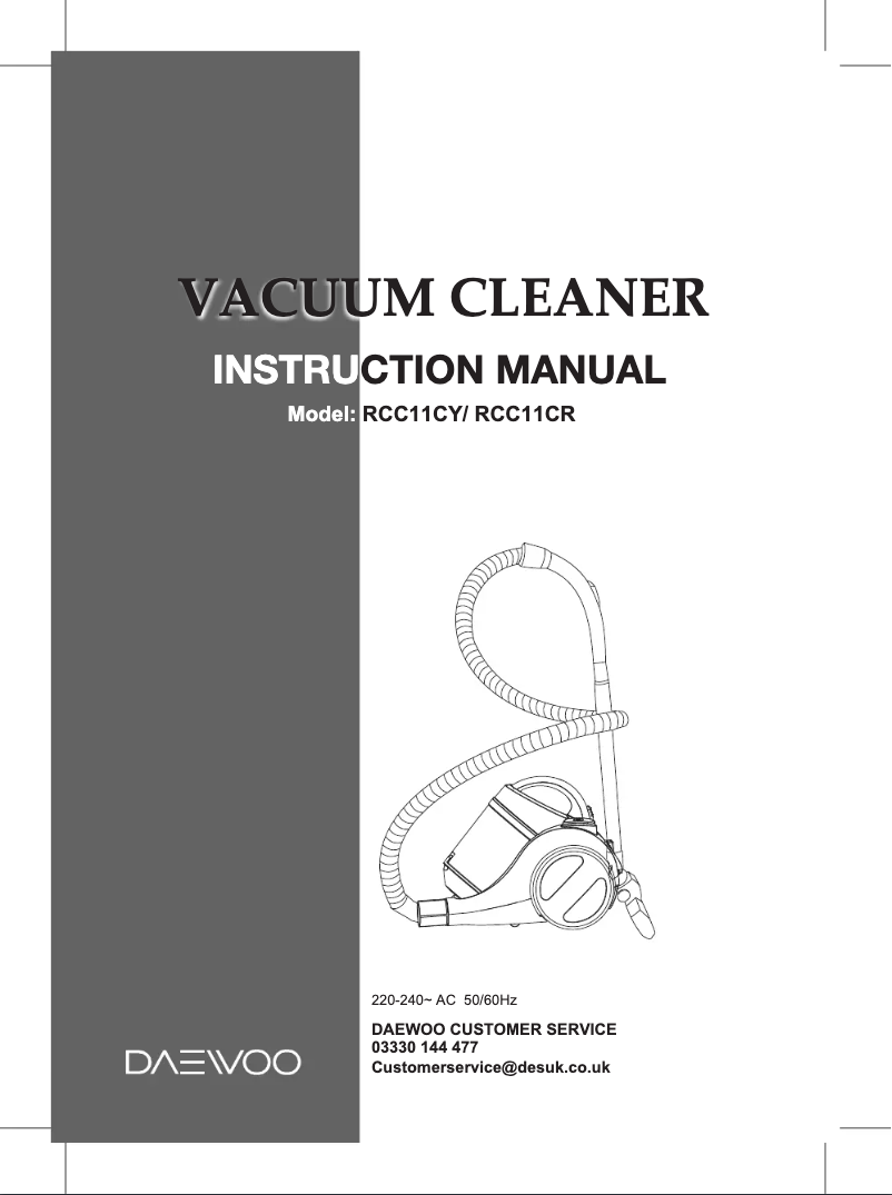 Page 1 de la notice Manuel utilisateur Daewoo RCC-11CR
