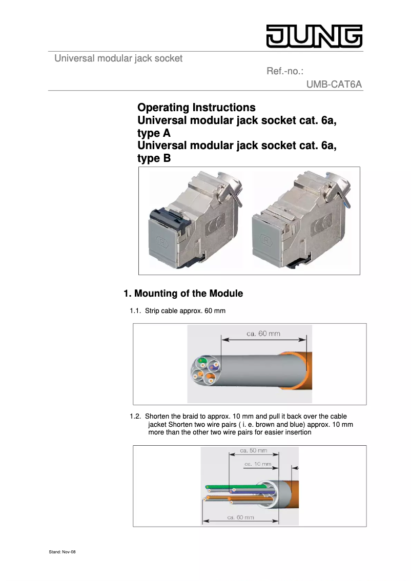 Imagen de la primera página del manual del dispositivo UMA-CAT6A-25