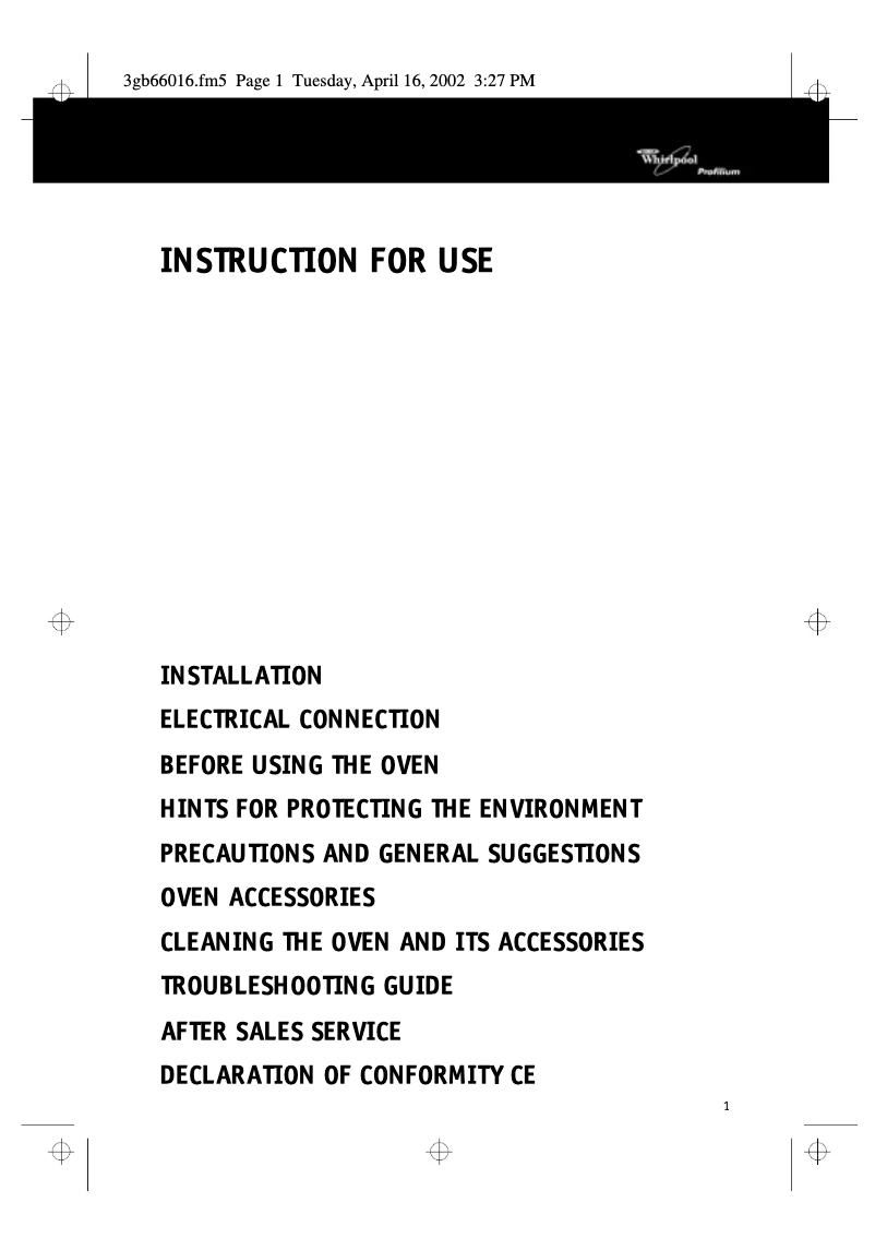 Página 1 del manual Manual de usuario Whirlpool AKZ 358 IX