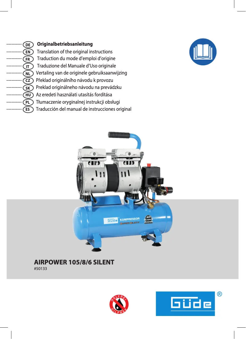 Página 1 del manual Manual de usuario Güde Kompressor Airpower 105/8/6 SILENT