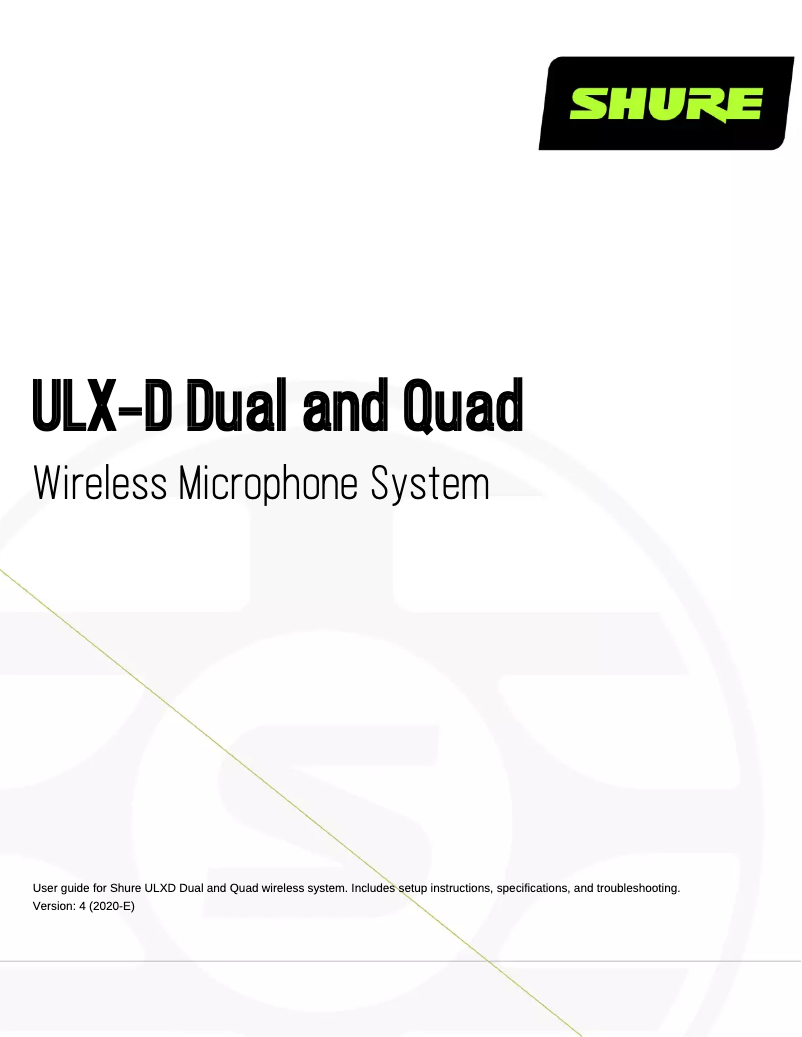 Page 1 de la notice Manuel utilisateur Shure ULXD2
