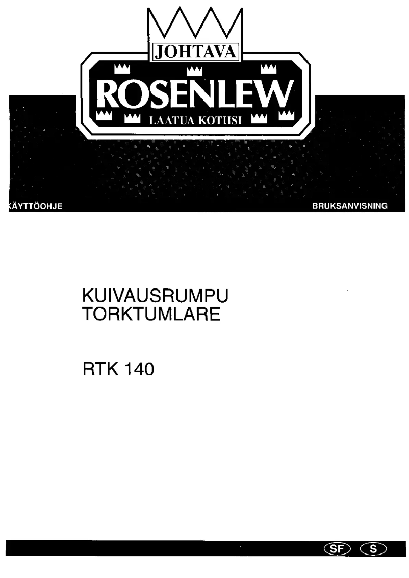 Page n°1 - Manuel utilisateur Rosenlew RTK140